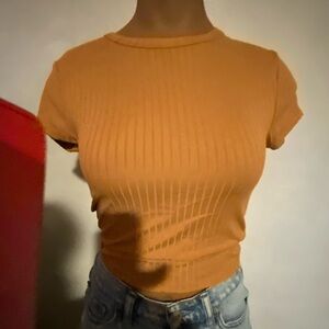Orange Ribbed Women's Top